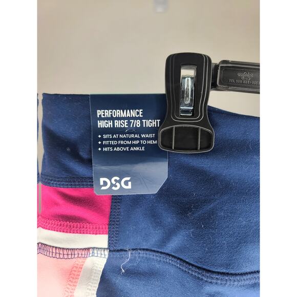 NWT DSG Dicks Sporting Goods high rise navy pink 7/8 length leggings - large - Picture 5 of 5